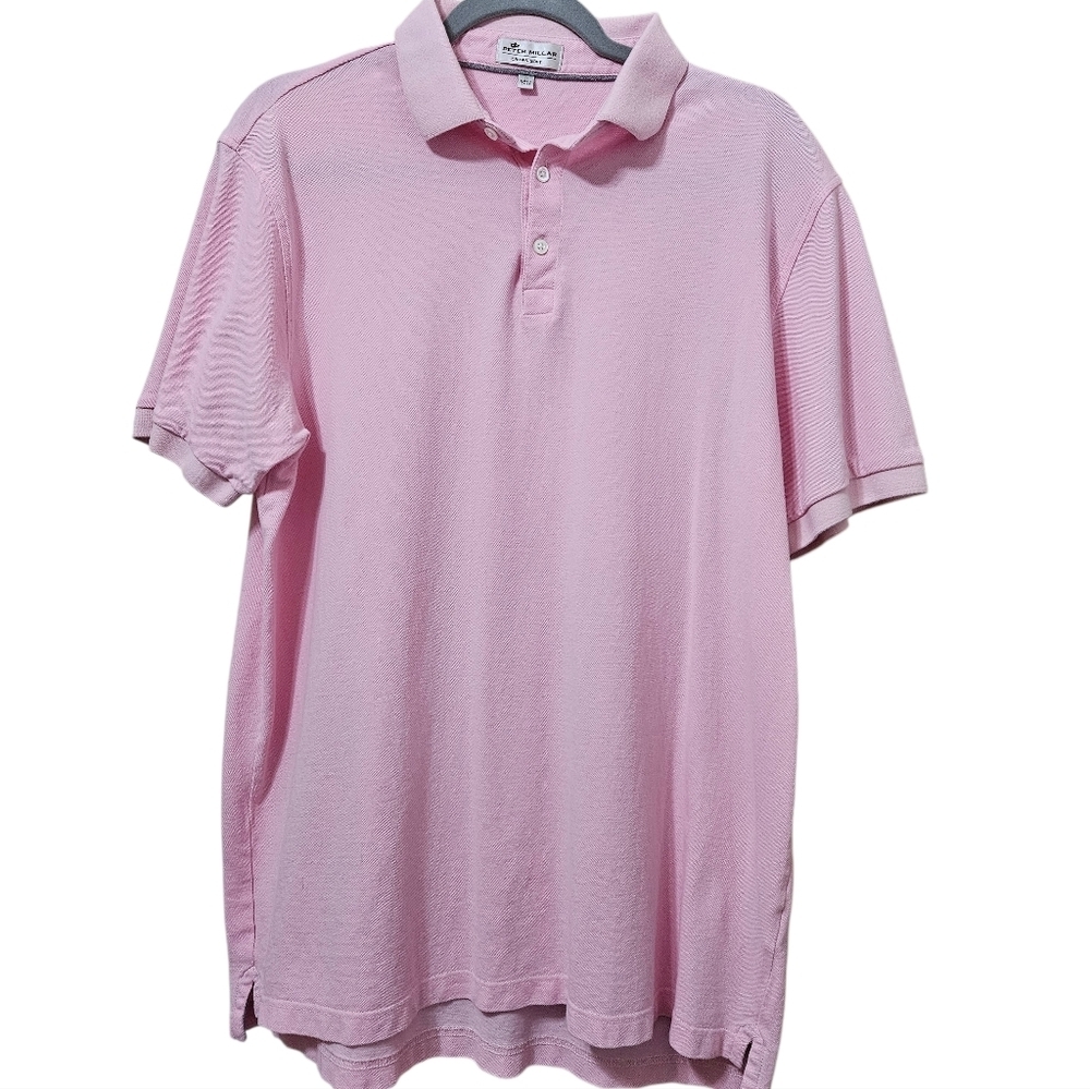 Peter Millar Crown Soft Pink Polo Shirt Cotton Silk Mens Large - Picture 2 of 7